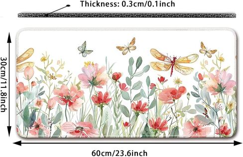 واقي لوحة المكتب ، حصيرة مكتب مكتب ، وسادة الماوس الكبيرة ، نلين مكتب غير انزلاق ، 23.6x11.8 بوصة ، نمط زهرة وغيتار in Kuwait