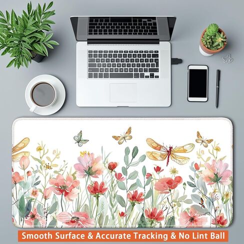واقي لوحة المكتب ، حصيرة مكتب مكتب ، وسادة الماوس الكبيرة ، نلين مكتب غير انزلاق ، 23.6x11.8 بوصة ، نمط زهرة وغيتار in Kuwait