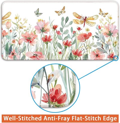 واقي لوحة المكتب ، حصيرة مكتب مكتب ، وسادة الماوس الكبيرة ، نلين مكتب غير انزلاق ، 23.6x11.8 بوصة ، نمط زهرة وغيتار in Kuwait