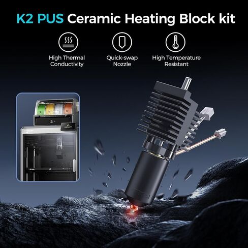 Creality Official K2 Plus Ceramic Heating Block Kit, with Quick-swap Nozzle Kit, Supports 350°C High Temperature 3D Printing Hotend Kit in Kuwait