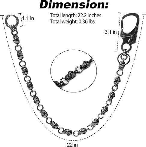 Ahiller Skull Wallet Chain, Punk Heavy Goth Pants Chain for Men, Biker Belt Key Chain, Hip Hop Pocket Jean Chain for Keys in Kuwait