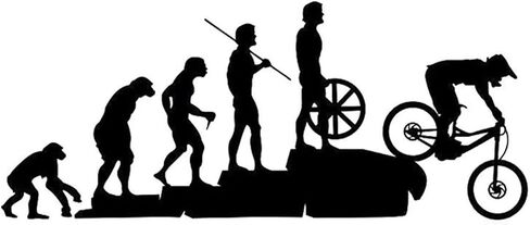 White Funny Human Evolution MTB Bike Auto Car Sticker, 22.8cm, Cartoon Style, Black Color, Vinyl Material, Waterproof, Outdoor Use, Evolution Theme, Vehicle & Outdoor Stickers in Saudi Arabia