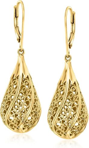 Ross-Simons 18kt الذهب على أقراط Teardrop Sterling Filigree in Saudi Arabia