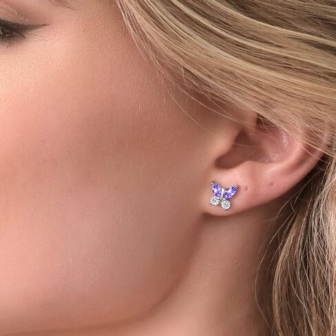 Gem Stone King 925 Silver Marquise Blue Tanzanite و White Topaz Butterfly أقراط للنساء (1.56 CTTW ، Gemstone December Birthstone ، Center Stone: 6 × 3 مم ، أحجار صغيرة: 3 مم) in Saudi Arabia