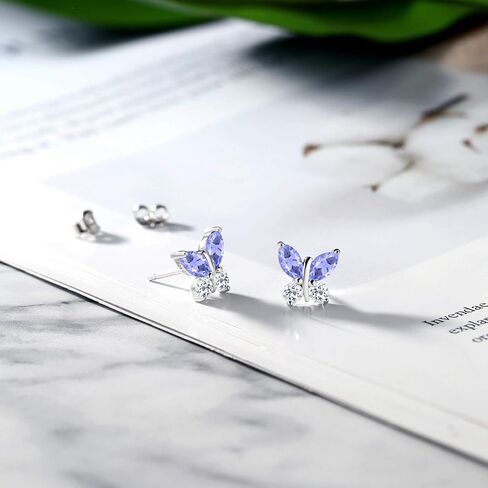 Gem Stone King 925 Silver Marquise Blue Tanzanite و White Topaz Butterfly أقراط للنساء (1.56 CTTW ، Gemstone December Birthstone ، Center Stone: 6 × 3 مم ، أحجار صغيرة: 3 مم) in Saudi Arabia