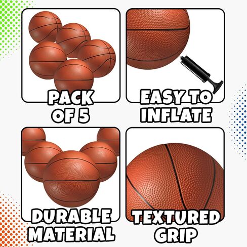 Bedwina Mini Basketball - 6 Inch, (Pack of 5) - Mini Hoop Outdoor Basketball Set & Indoor, Bright & Colorful Small Balls for Basketball Hoops & Pool Basketball Parties - Kids Basketball Party Favors in Saudi Arabia