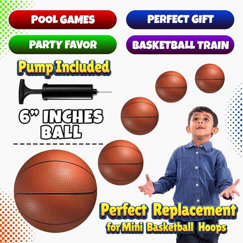 Bedwina Mini Basketball - 6 Inch, (Pack of 5) - Mini Hoop Outdoor Basketball Set & Indoor, Bright & Colorful Small Balls for Basketball Hoops & Pool Basketball Parties - Kids Basketball Party Favors in Saudi Arabia