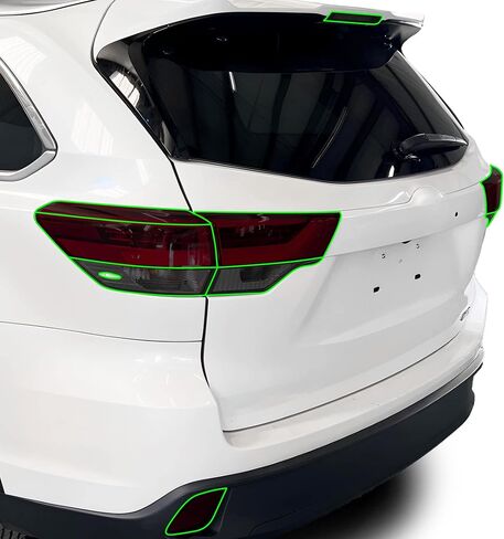 Bogar Tech Designs الخلفية الخلفية المصباح الخلفي Tail Light Kit PPF متوافق مع Toyota Highlander 2016-2019 ، Dark Smoke in Kuwait