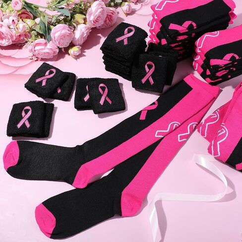 Zhanmai Breast Cancer Awareness Breast Cancer Pink Ribbon Socks and Wristbands for Soccer Volleyball Football Baseball Team in Saudi Arabia