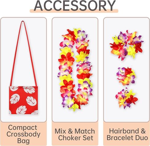 Girls Hawaiian Costume for Kids Luau Party Dress with Tropical Flower Lei for 3-8Y in Saudi Arabia