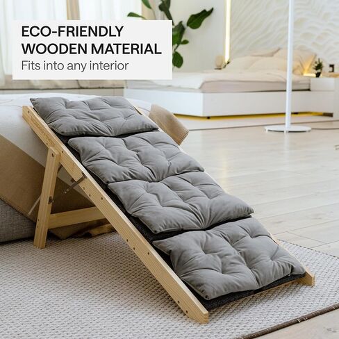 منحدر للكلاب - منحدر للحيوانات الأليفة الخشبية القابلة للطي مع سطح وسطح للأسرة والأرائك عالية - تصميم محمول يتحول إلى الدرج in Kuwait