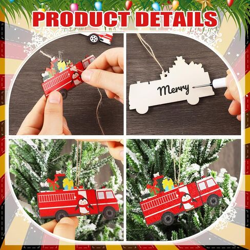 Glenmal 36 PCS Multi Color Wooden Racing Car الحلي الشجرة عيد الميلاد الديكور DIY Crafts Farmhouse Hanging Ornament Vintage Chas in Kuwait