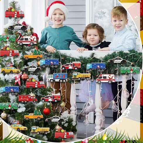 Glenmal 36 PCS Multi Color Wooden Racing Car الحلي الشجرة عيد الميلاد الديكور DIY Crafts Farmhouse Hanging Ornament Vintage Chas in Kuwait