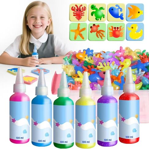 Hrsqu Magic Magic Water Toy Kit - Aqua Elf Water Gel Kit - 100 مل من مجموعات خرافية كبيرة السعة مع 18 حيوانًا بحريًا - هدايا عيد الميلاد للأطفال. in Saudi Arabia