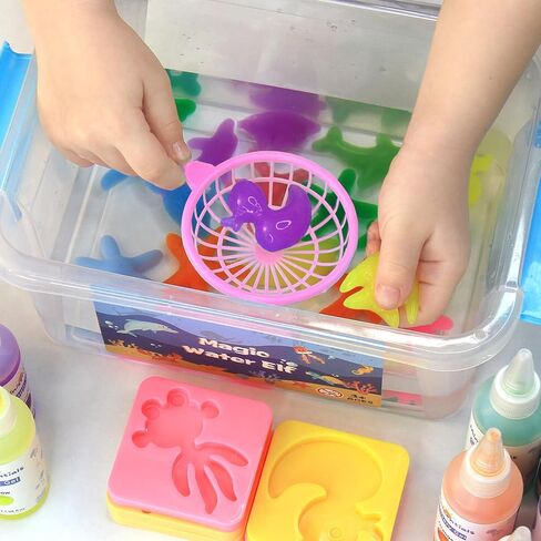 Hrsqu Magic Magic Water Toy Kit - Aqua Elf Water Gel Kit - 100 مل من مجموعات خرافية كبيرة السعة مع 18 حيوانًا بحريًا - هدايا عيد الميلاد للأطفال. in Saudi Arabia
