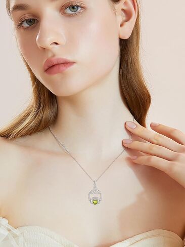 Seiyang Celtic Claddagh Necklace 925 Sterling Silver Celtic Heart Claddagh Pendant Necklace with Birthstones Irish Jewelry Gifts for Women in Kuwait