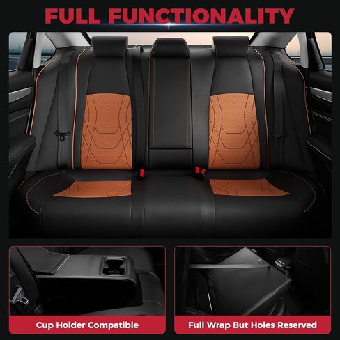 Freesoo for Honda Accord Covers Ex Hybrid 2023 2024 2025 ، أغطية مقعد السيارة المخصصة ، وأغطية مقعد جلدية مقاومة للماء فاخرة ، أسود ، in Kuwait