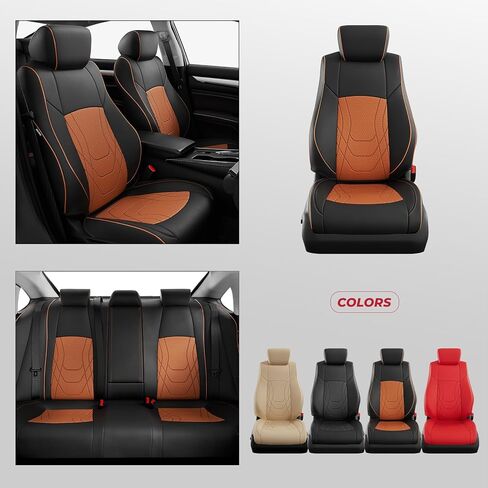 Freesoo for Honda Accord Covers Ex Hybrid 2023 2024 2025 ، أغطية مقعد السيارة المخصصة ، وأغطية مقعد جلدية مقاومة للماء فاخرة ، أسود ، in Kuwait