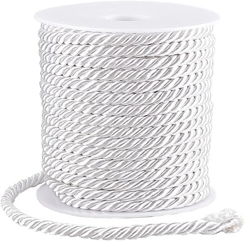 20M/21.87 Yards Twisted Cord Trim Braided Twist Rope 5mm Beige Polyester Decorative 3-Ply Silk Twine String Cording Graduation Honor Cords Thread for Home Decor Crafts Bag Upholstery Curtain in Saudi Arabia