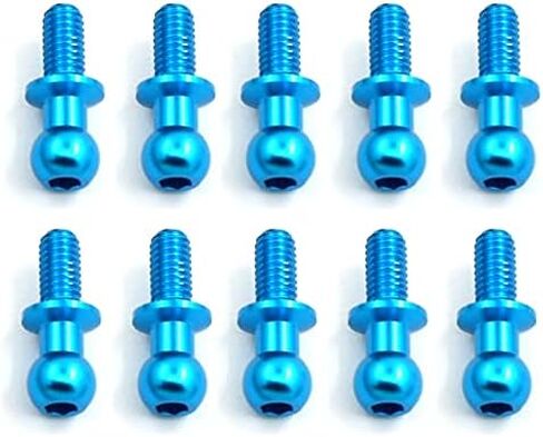10pcs Shock Absorbers Ball Mounts,M3 Ball Head Screws,Fasteners Fixing Spherical Bolts for Tamiya TT01 TT02 Sakura D5 1/10 RC Drift Car Spare Parts Universal (Silver) in Kuwait