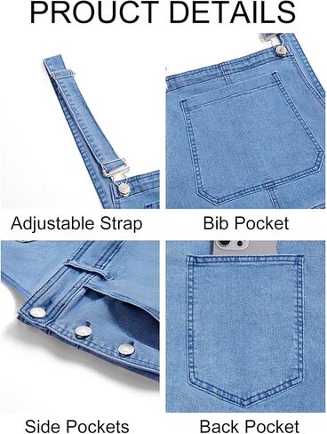 Runcati Mens Denim Bib بشكل عام تمزق Jean Fashion Slim Fit حزام قابلة للتعديل حزام بذلة حزينة in Saudi Arabia