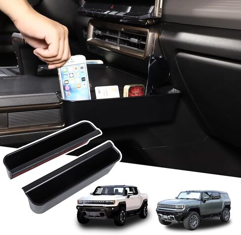 for Hummer EV Accessories Cab Center Console Organizer New Gear Shifter Storage Box Compatible with 2022-2024-2025 Hummer EV SUV Truck Pickup Gear Shift Console Side Tray 2PCS (Black) in Kuwait
