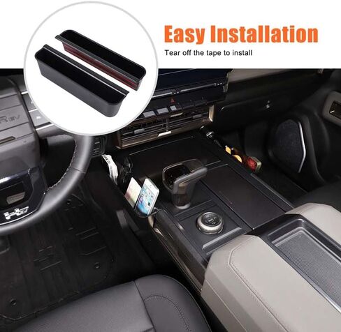 for Hummer EV Accessories Cab Center Console Organizer New Gear Shifter Storage Box Compatible with 2022-2024-2025 Hummer EV SUV Truck Pickup Gear Shift Console Side Tray 2PCS (Black) in Kuwait