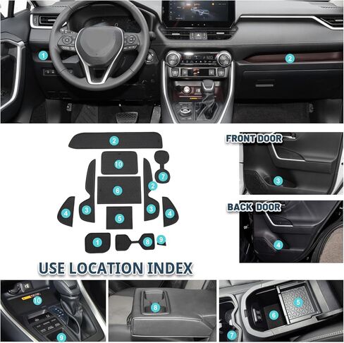 2019-2025 RAV4 Door Slot Mats for Toyota RAV4 2025 Accessories Center Console Liner Mats Compatible with 2019 2020 2021 2022 2023 2024 2025 Toyota RAV4 Hybrid/LE/XLE/Limited/XLE Premium(12PCS/Sets) in Saudi Arabia