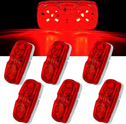 6pcs Red 10LED Double Bullseye Tiger Eye LED مصابيح LED ， علامة مقطورة LED مصابيح التخليص ، السطح مونب مانعة للماء 4x2 مستطيل لمقطورة الشاحنة RV Camper Houme ... in Kuwait