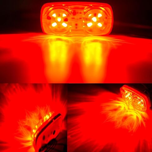 6pcs Red 10LED Double Bullseye Tiger Eye LED مصابيح LED ， علامة مقطورة LED مصابيح التخليص ، السطح مونب مانعة للماء 4x2 مستطيل لمقطورة الشاحنة RV Camper Houme ... in Kuwait