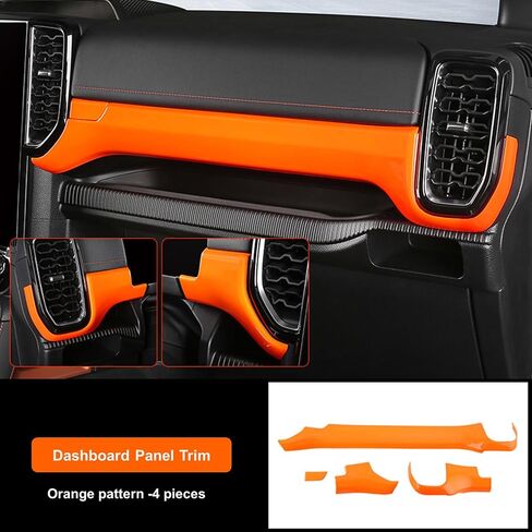 Center Control Panel Dashboard Strips Trim Compatible with Ford Ranger 2024 2025 XL XLT Lariat Raptor, Dashboard Central Control Strip Interior Accessories (Carbon Fiber Look) in Kuwait