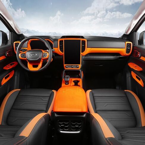 Center Control Panel Dashboard Strips Trim Compatible with Ford Ranger 2024 2025 XL XLT Lariat Raptor, Dashboard Central Control Strip Interior Accessories (Carbon Fiber Look) in Kuwait
