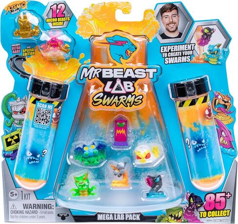 MrBeast Lab Swarms Series 2, Atomic Series Lab 5 Pack, Experiment by Adding Water, Shaking The Test Tube and Reveal 2 of The 5, 1 Inch / 2.5 cm MrBeast Themed Swarms Collectible Micro Beasts in Saudi Arabia