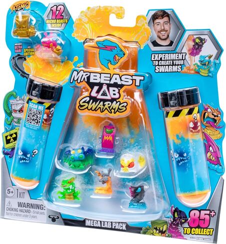 MrBeast Lab Swarms Series 2, Atomic Series Lab 5 Pack, Experiment by Adding Water, Shaking The Test Tube and Reveal 2 of The 5, 1 Inch / 2.5 cm MrBeast Themed Swarms Collectible Micro Beasts in Saudi Arabia