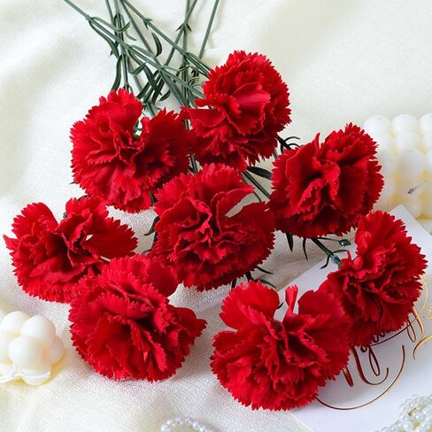 15 Inch Bouquets 20 Stem Carnations,Carnations Artificial Flowers,No Fade Artificial Flower, Silk Petals Fake Flowers Forever Plants for Home Party and Wedding Decor (Light Pink) in Saudi Arabia