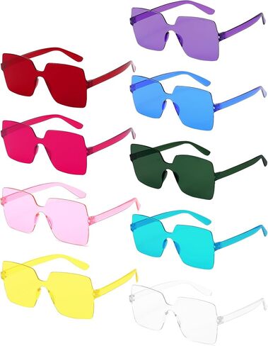 Oversized Big Square Sunglasses, Colorful Fun Rimless Glasses, Neon Party Rectangle Sunglasses for Women Men in Kuwait