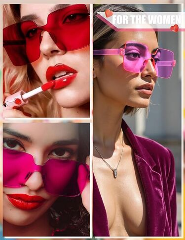Oversized Big Square Sunglasses, Colorful Fun Rimless Glasses, Neon Party Rectangle Sunglasses for Women Men in Kuwait