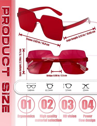Oversized Big Square Sunglasses, Colorful Fun Rimless Glasses, Neon Party Rectangle Sunglasses for Women Men in Kuwait