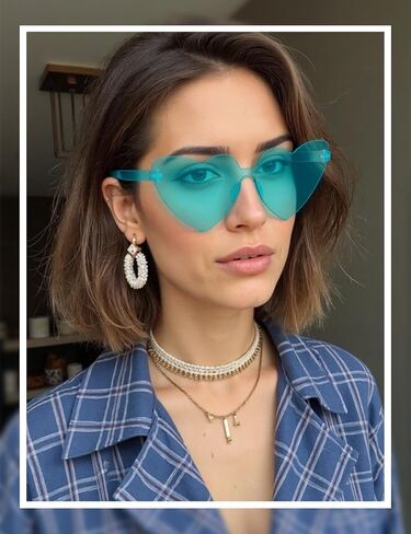 Oversized Big Square Sunglasses, Colorful Fun Rimless Glasses, Neon Party Rectangle Sunglasses for Women Men in Kuwait