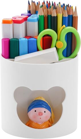 Marbrasse Desk Organizer, 360-Degree Rotating Pen Pencil Holder for Desk, Desk Organizers and Accessories with 5 Compartments Pencil Organizer (Transparent gold edge) in Kuwait