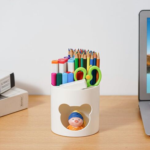 Marbrasse Desk Organizer, 360-Degree Rotating Pen Pencil Holder for Desk, Desk Organizers and Accessories with 5 Compartments Pencil Organizer (Transparent gold edge) in Kuwait