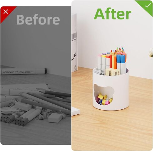 Marbrasse Desk Organizer, 360-Degree Rotating Pen Pencil Holder for Desk, Desk Organizers and Accessories with 5 Compartments Pencil Organizer (Transparent gold edge) in Kuwait