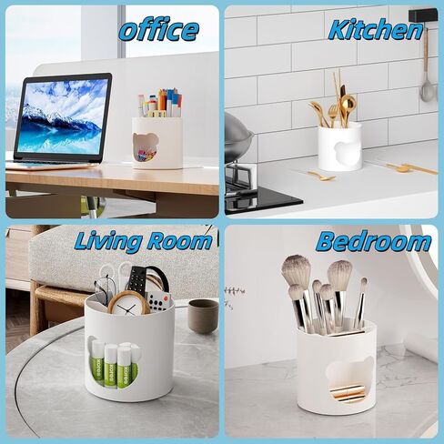 Marbrasse Desk Organizer, 360-Degree Rotating Pen Pencil Holder for Desk, Desk Organizers and Accessories with 5 Compartments Pencil Organizer (Transparent gold edge) in Kuwait