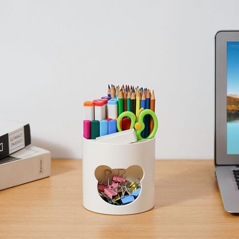 Marbrasse Desk Organizer, 360-Degree Rotating Pen Pencil Holder for Desk, Desk Organizers and Accessories with 5 Compartments Pencil Organizer (Transparent gold edge) in Kuwait