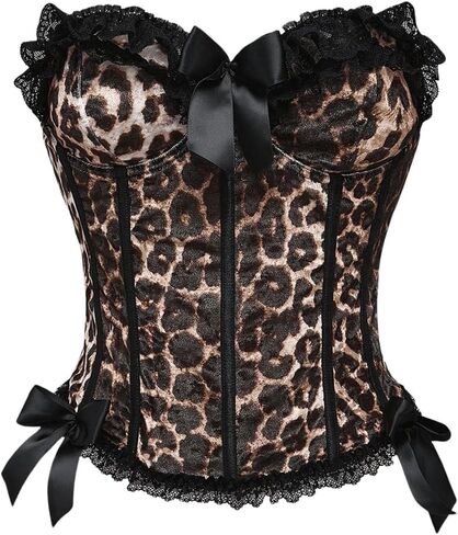 Makemechic Women’s Leopard Print Corset Top Bow Lace Lace Britlist Tube Tops Y2K Bandeau Top Top in Saudi Arabia