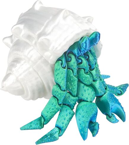 3D Printed Hermit Crab, Full Articulated Flexible Hermit Crab, Realistic Sea Creature, Relief Anxiety, 3D Printed Animals, Home and Office Decorate, Ocean Lovers(Green) in Saudi Arabia