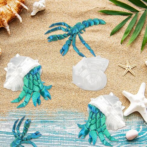 3D Printed Hermit Crab, Full Articulated Flexible Hermit Crab, Realistic Sea Creature, Relief Anxiety, 3D Printed Animals, Home and Office Decorate, Ocean Lovers(Green) in Saudi Arabia