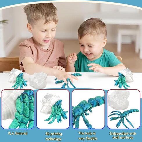 3D Printed Hermit Crab, Full Articulated Flexible Hermit Crab, Realistic Sea Creature, Relief Anxiety, 3D Printed Animals, Home and Office Decorate, Ocean Lovers(Green) in Saudi Arabia