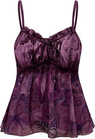 Soly Hux Women's Plus Size Vintage Printed Camisole Tie Tie Bront Summer Beach Vacation Cami Tops in Saudi Arabia