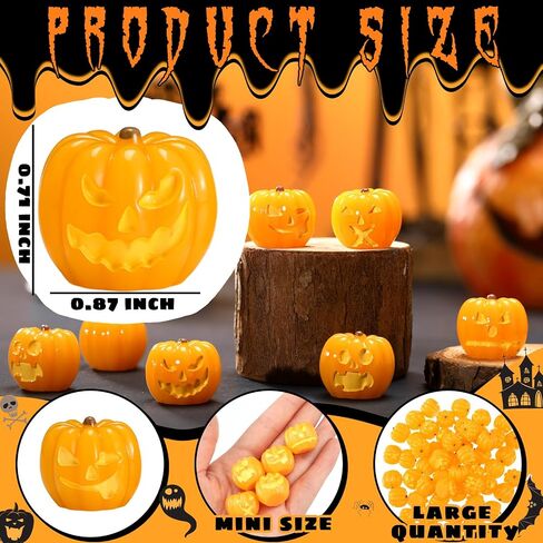 50 PCS ميني راتنجات القرع خريف عيد الهالوين مصغرة التماثيل اليقطين الخضروات الواقعة الاصطناعية لخريف عيد الشكر ديكور حفلات عيد الهالوين الحشو هدية (ريفي) in Kuwait